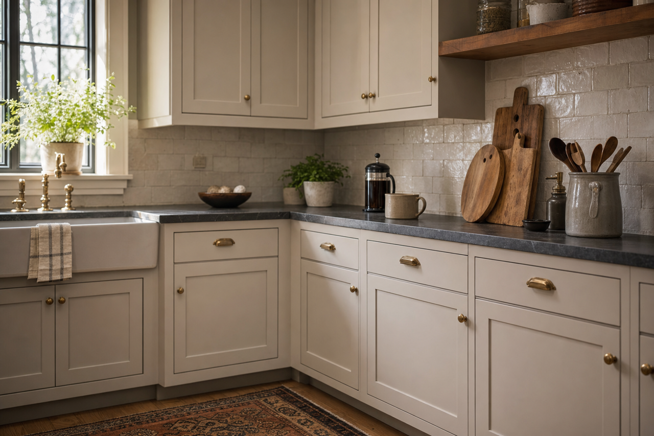 Grayish by Sherwin-Williams on cabinets