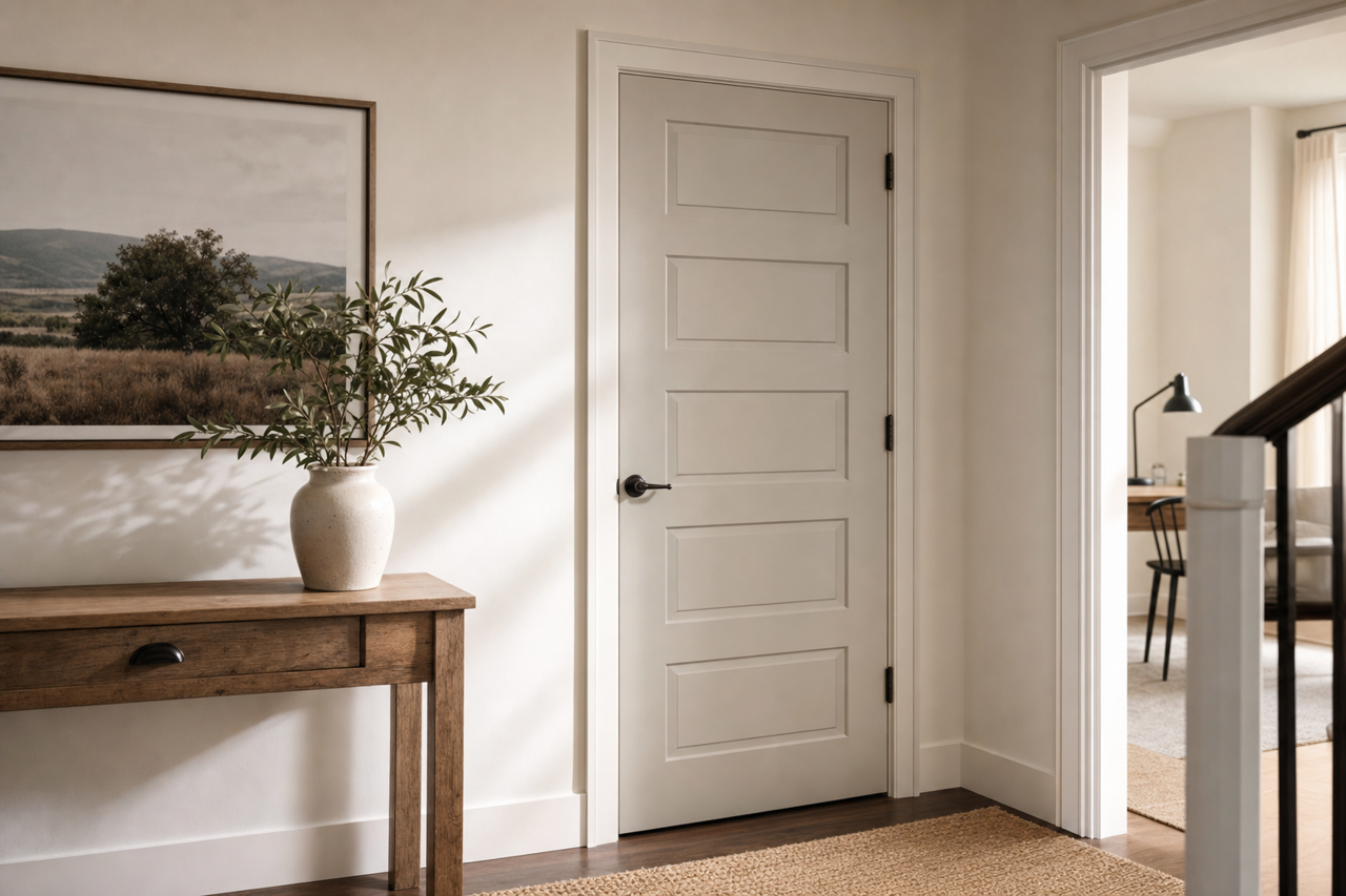 Grayish by Sherwin-Williams on interior-doors