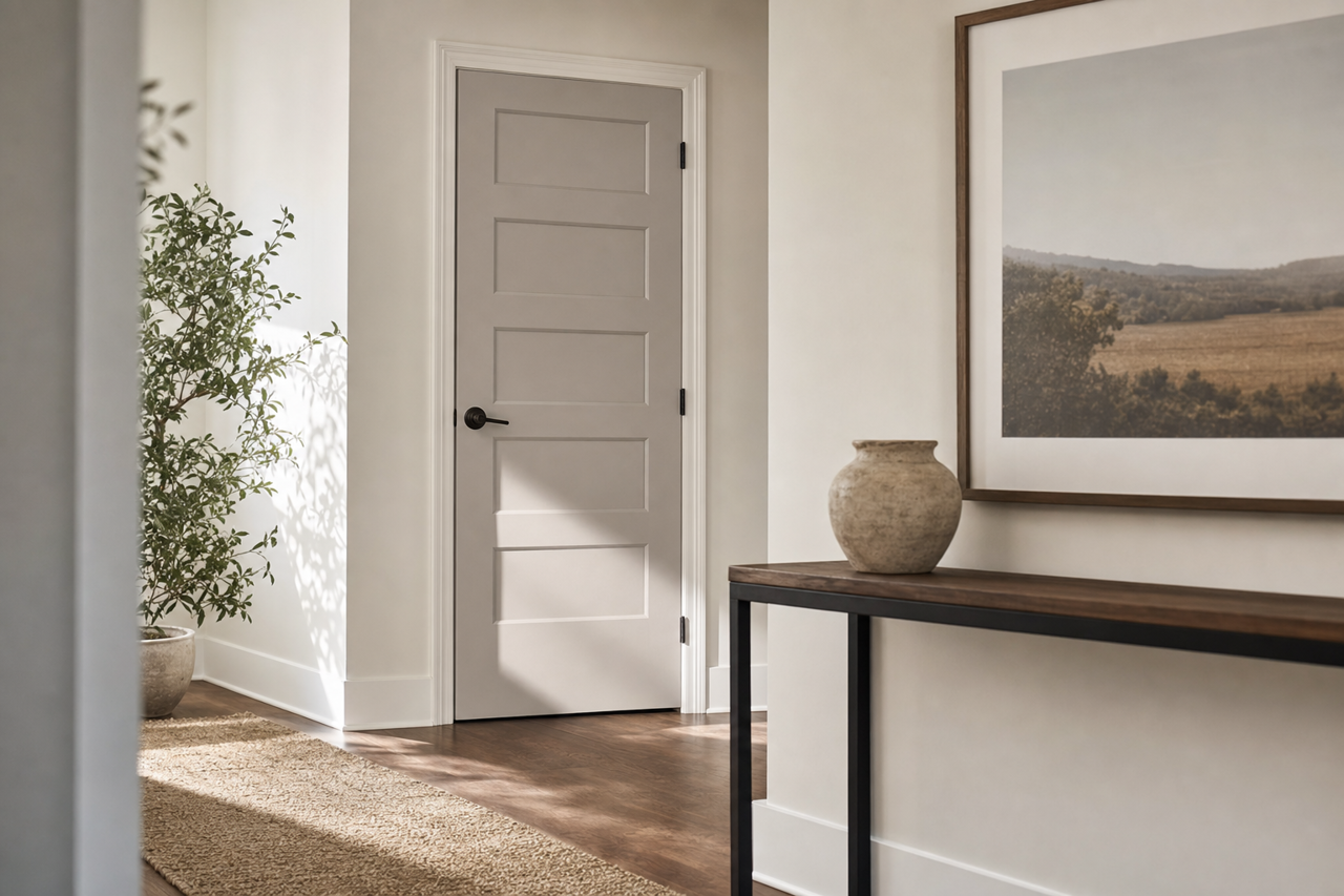 Proper Gray by Sherwin-Williams on interior-doors