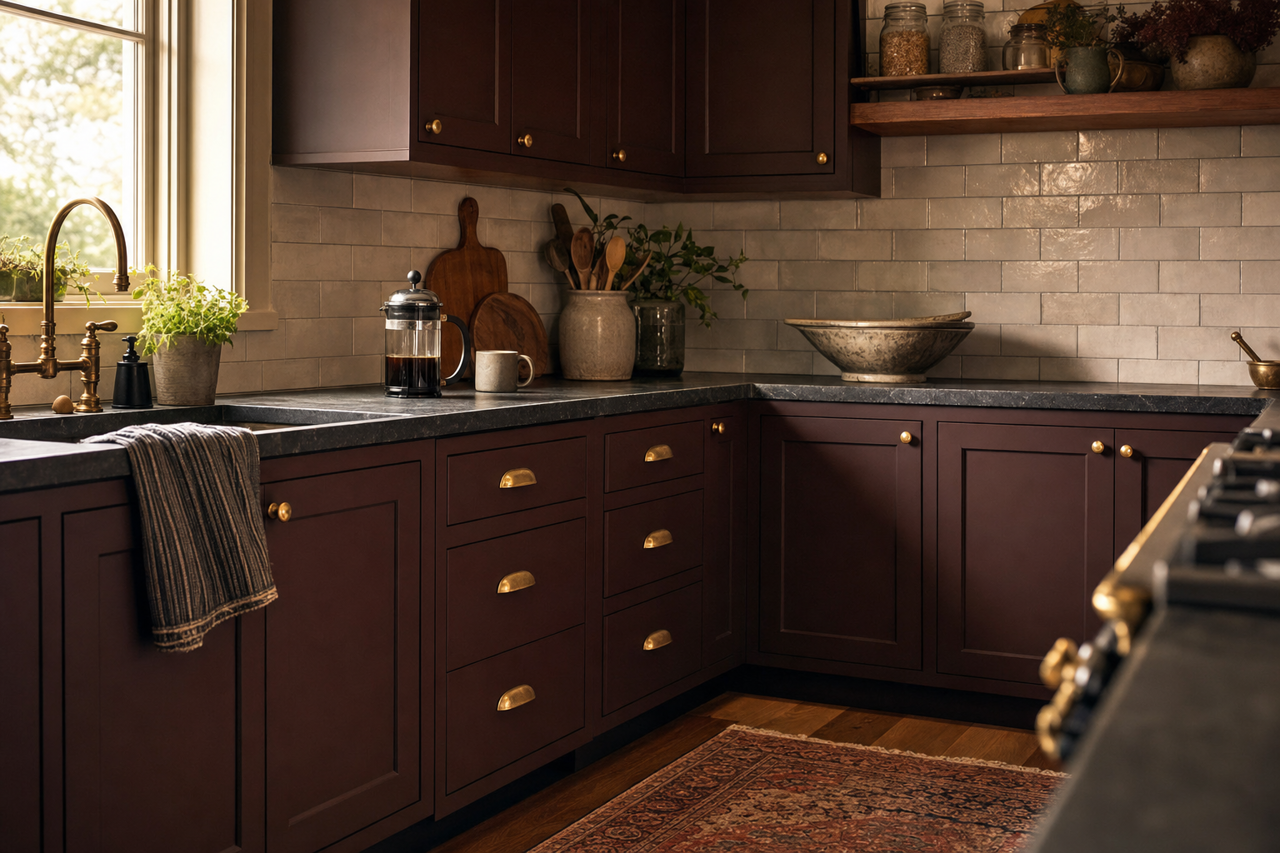 Black Bean by Sherwin-Williams on cabinets