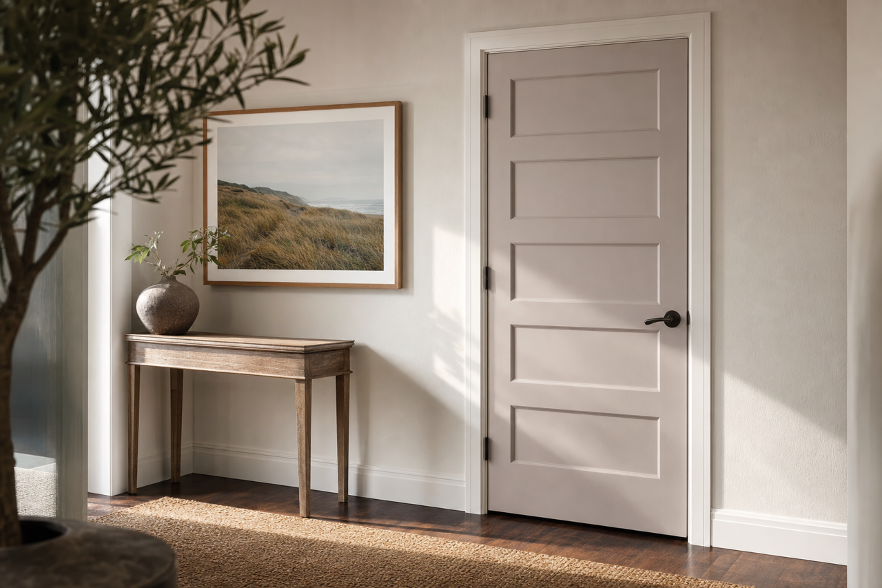 Flexible Gray by Sherwin-Williams on interior-doors