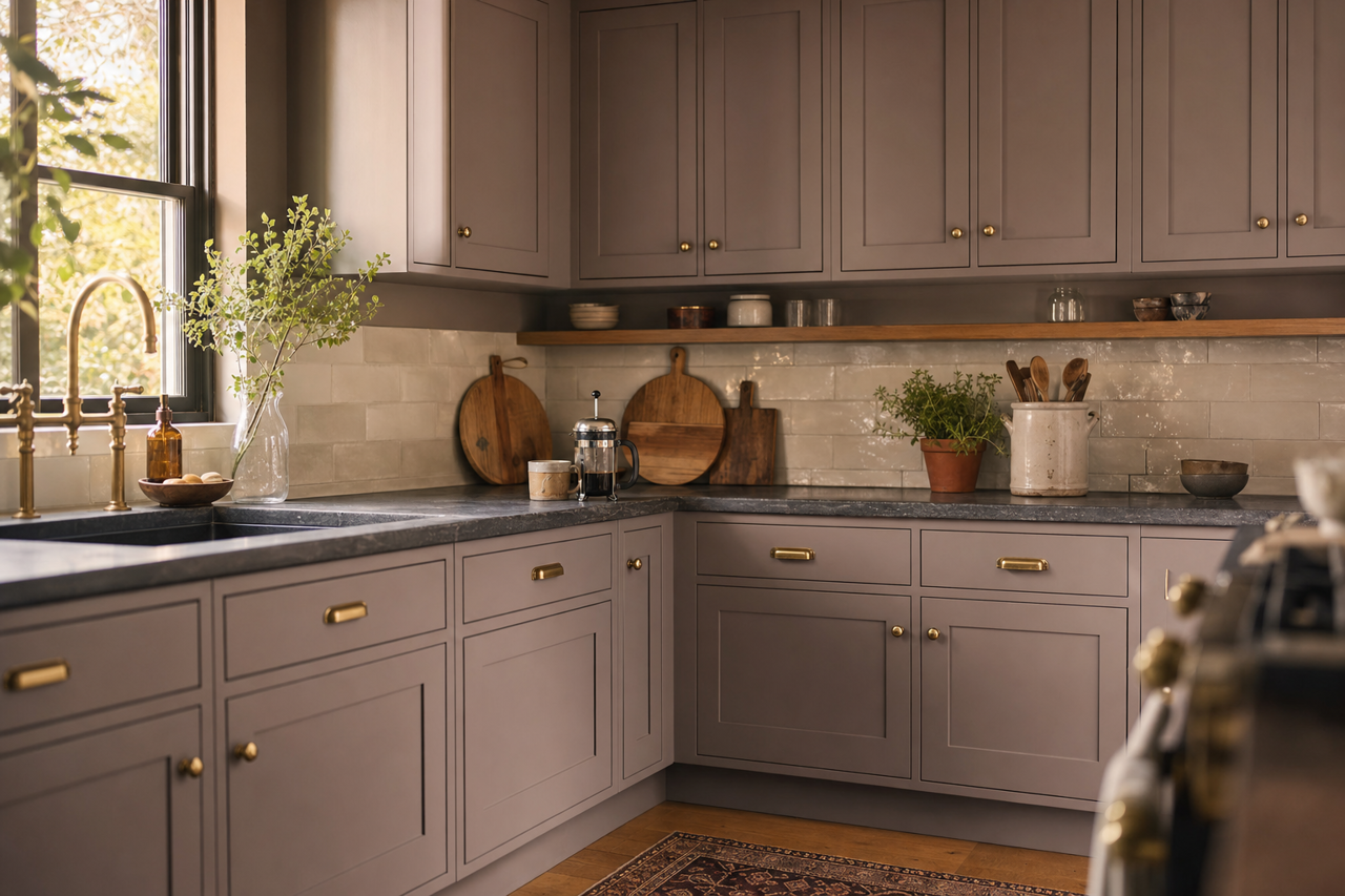 Enigma by Sherwin-Williams on cabinets