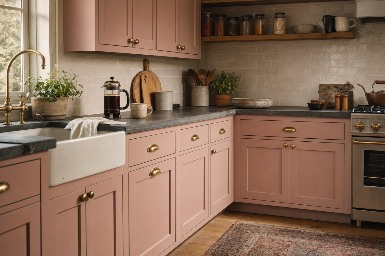 Insightful Rose by Sherwin-Williams on cabinets