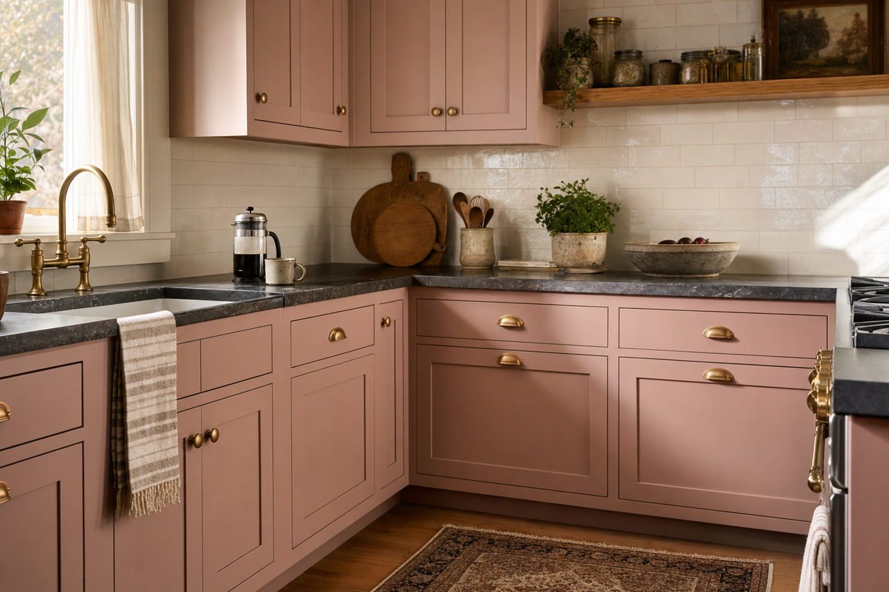Dressy Rose by Sherwin-Williams on cabinets