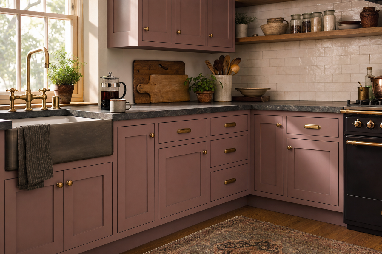 Socialite by Sherwin-Williams on cabinets