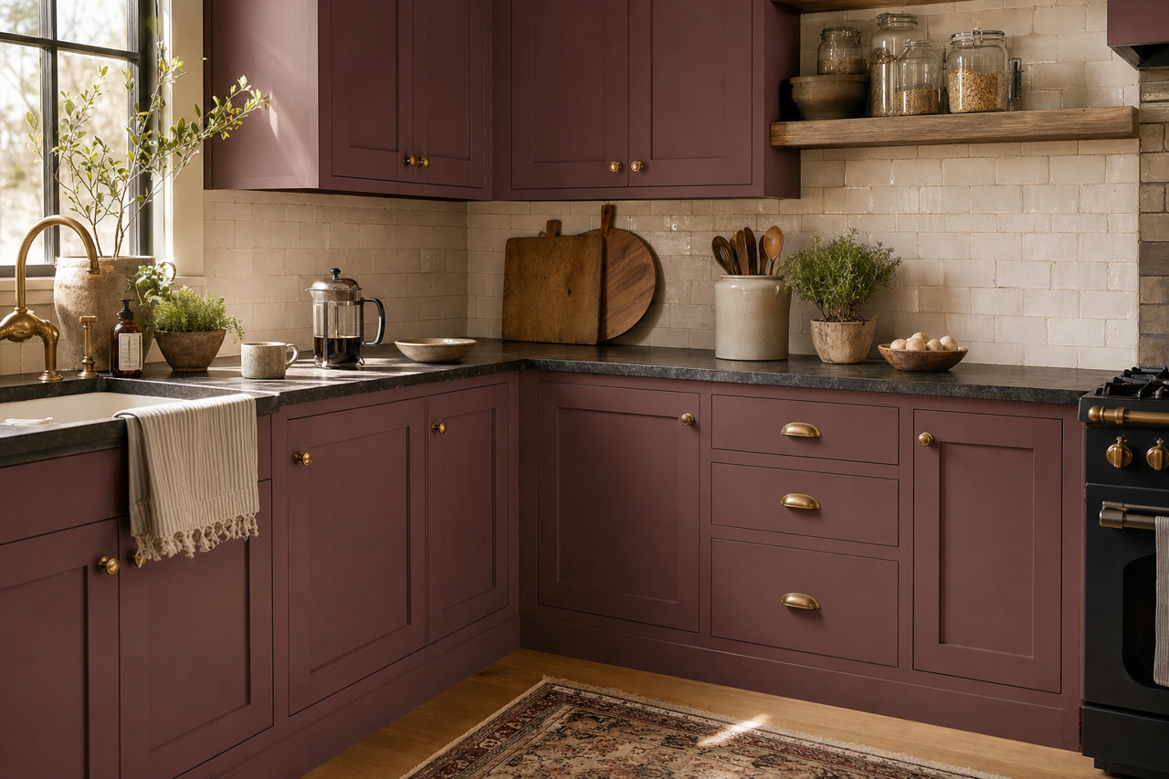 River Rouge by Sherwin-Williams on cabinets