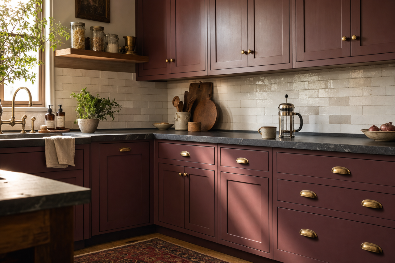 Cordovan by Sherwin-Williams on cabinets