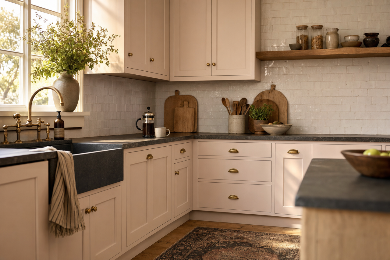 White Truffle by Sherwin-Williams on cabinets