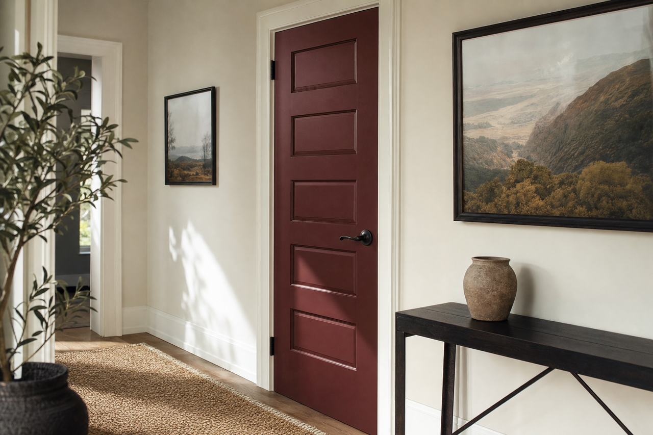 Arresting Auburn by Sherwin-Williams on interior-doors