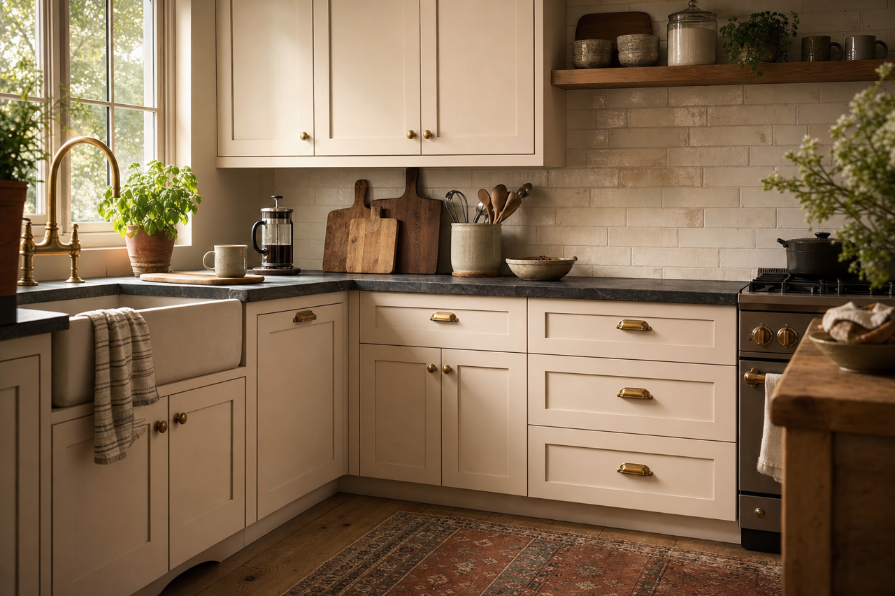 Gauzy White by Sherwin-Williams on cabinets