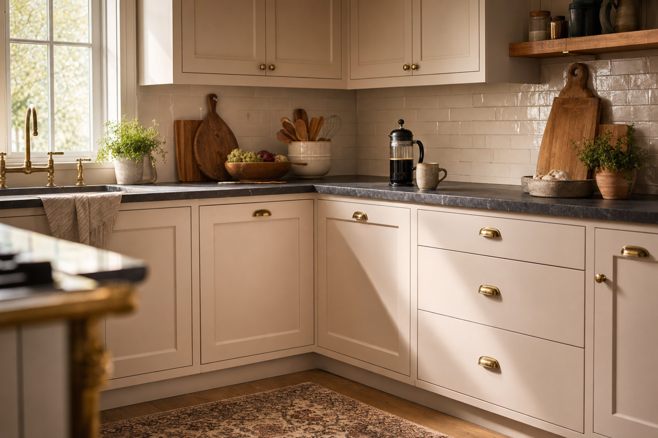 Angora by Sherwin-Williams on cabinets