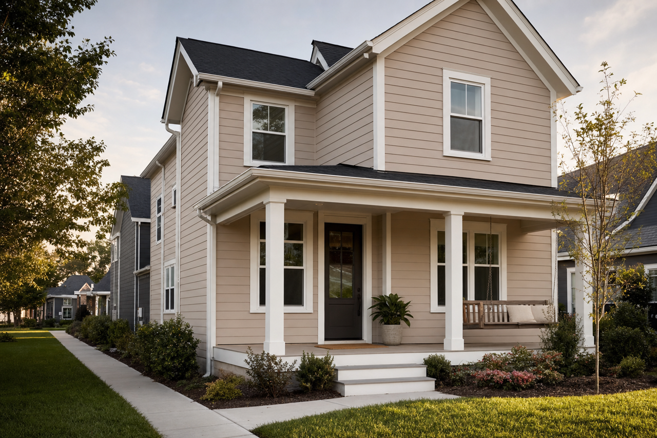 Temperate Taupe by Sherwin-Williams on exterior