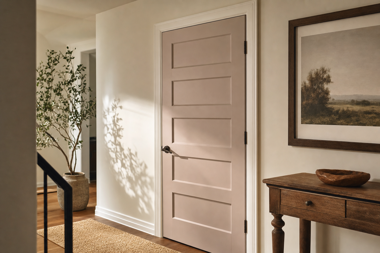Truly Taupe by Sherwin-Williams on interior-doors