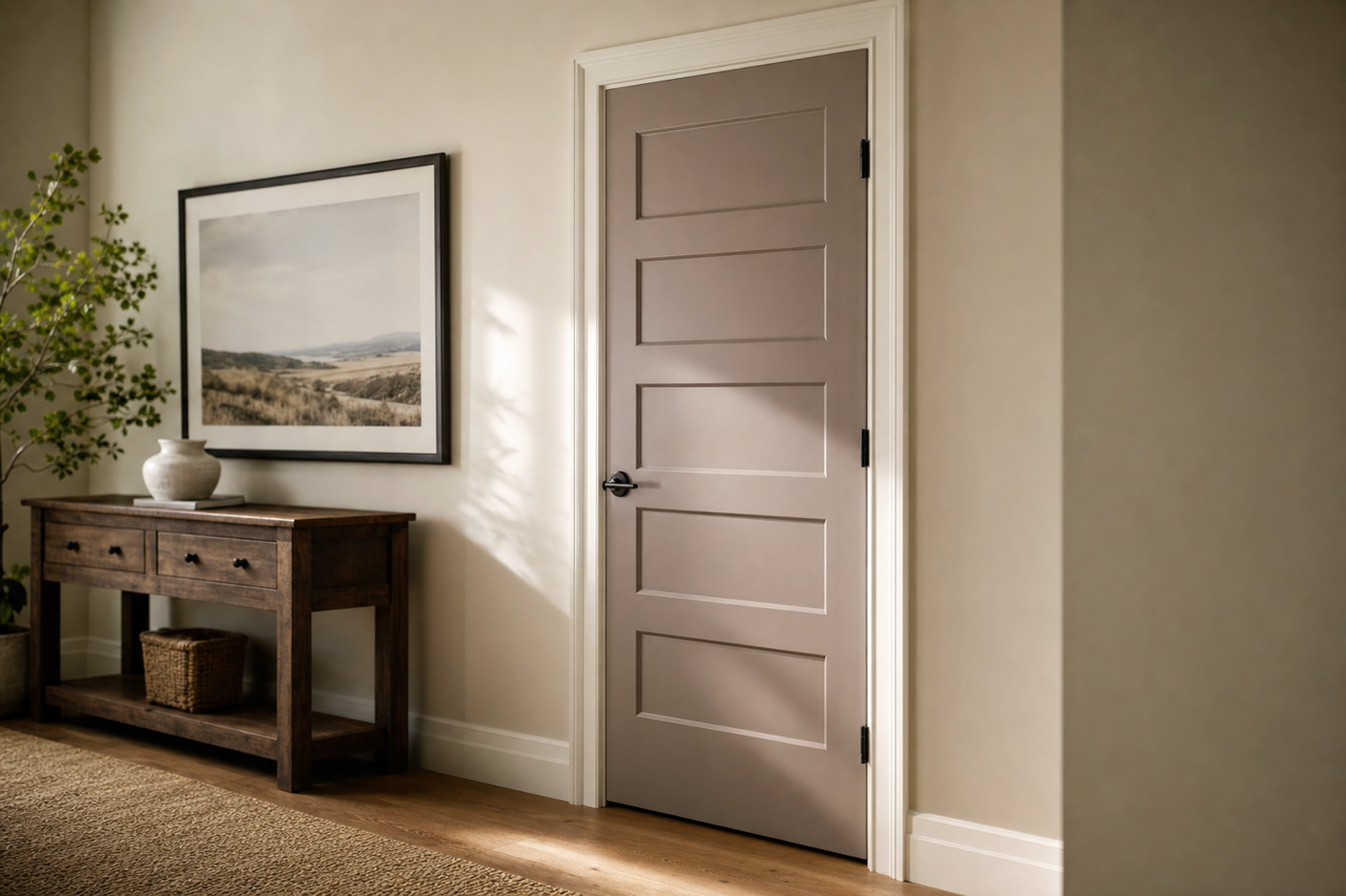 Poised Taupe by Sherwin-Williams on interior-doors
