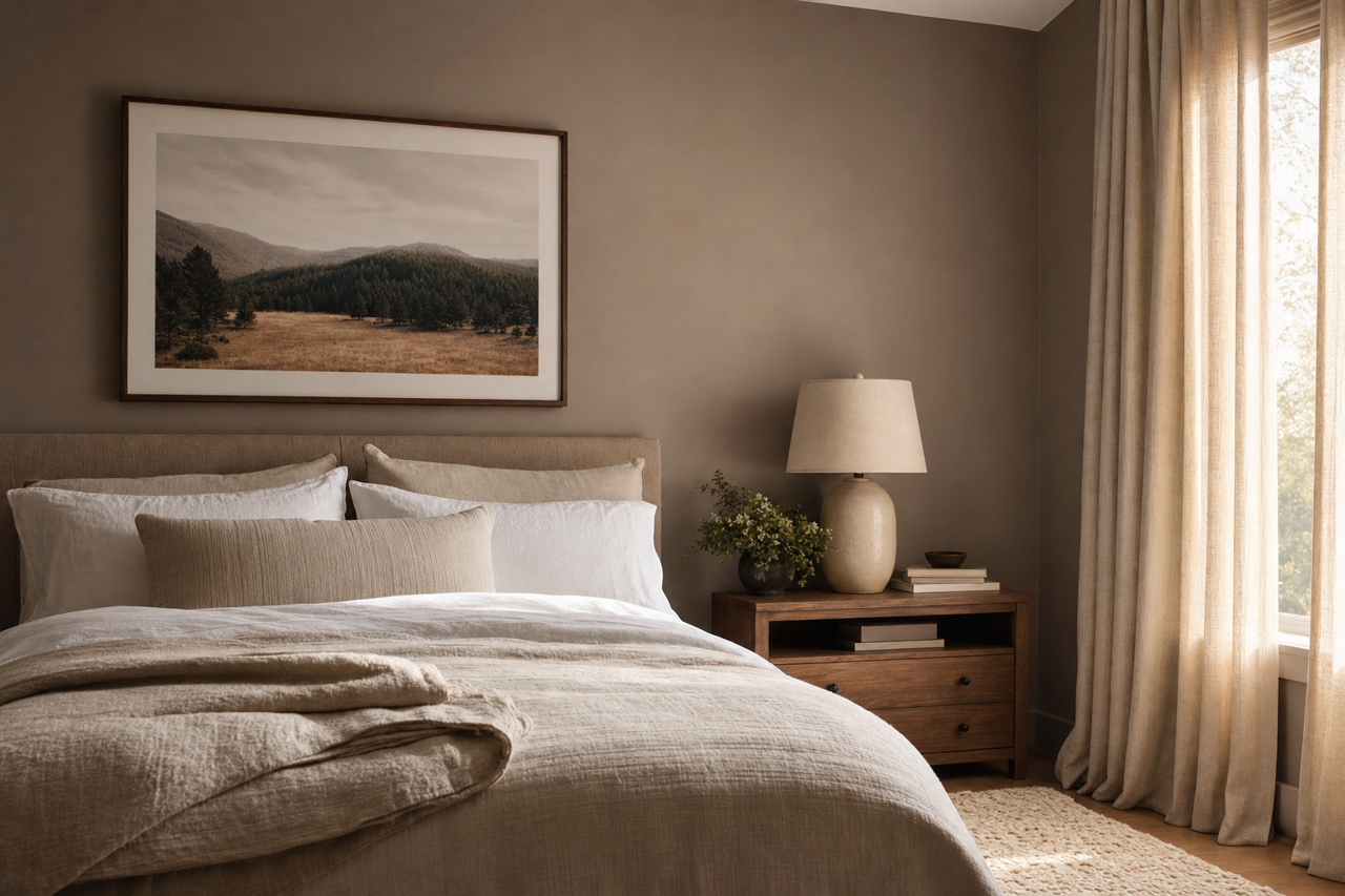Poised Taupe by Sherwin-Williams on interiors