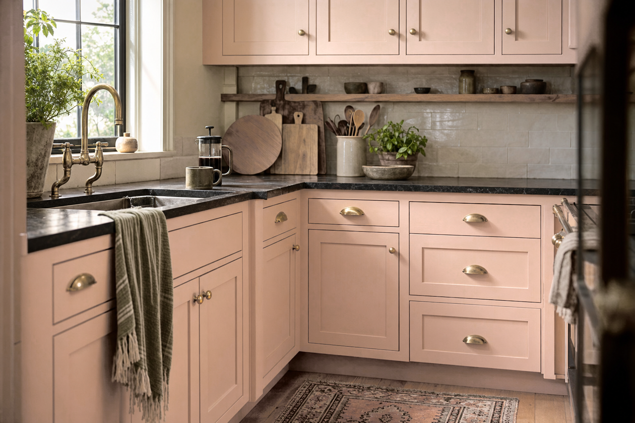 Sashay Sand by Sherwin-Williams on cabinets