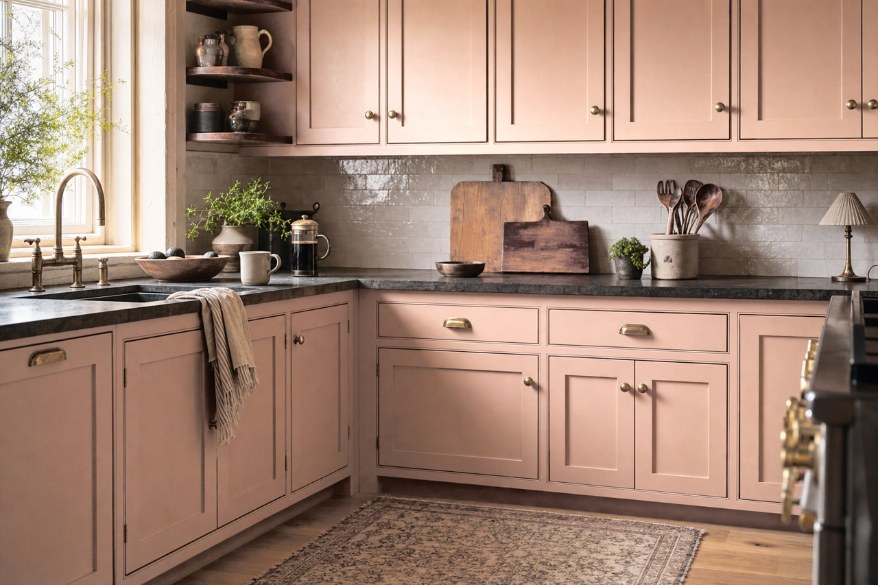 Sandbank by Sherwin-Williams on cabinets