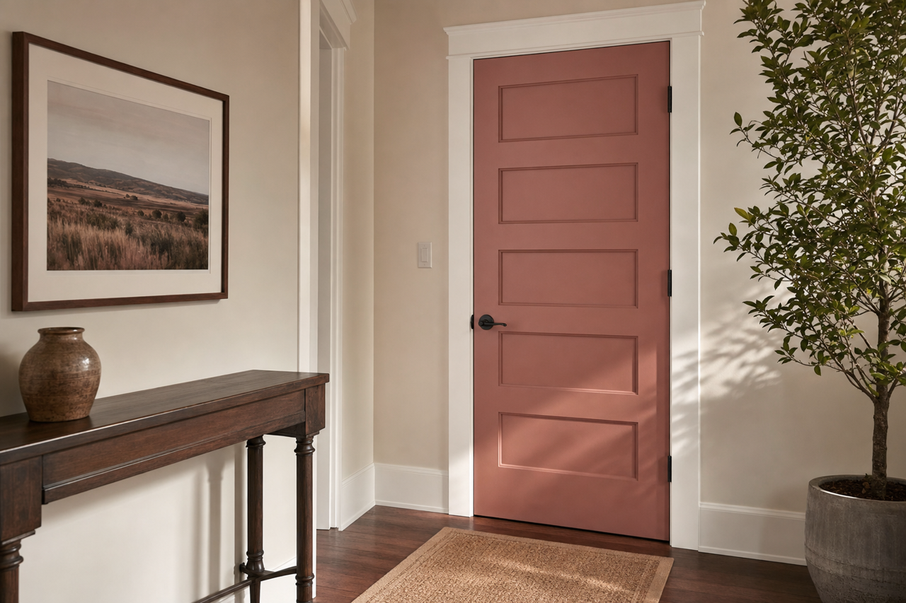 Reddened Earth by Sherwin-Williams on interior-doors