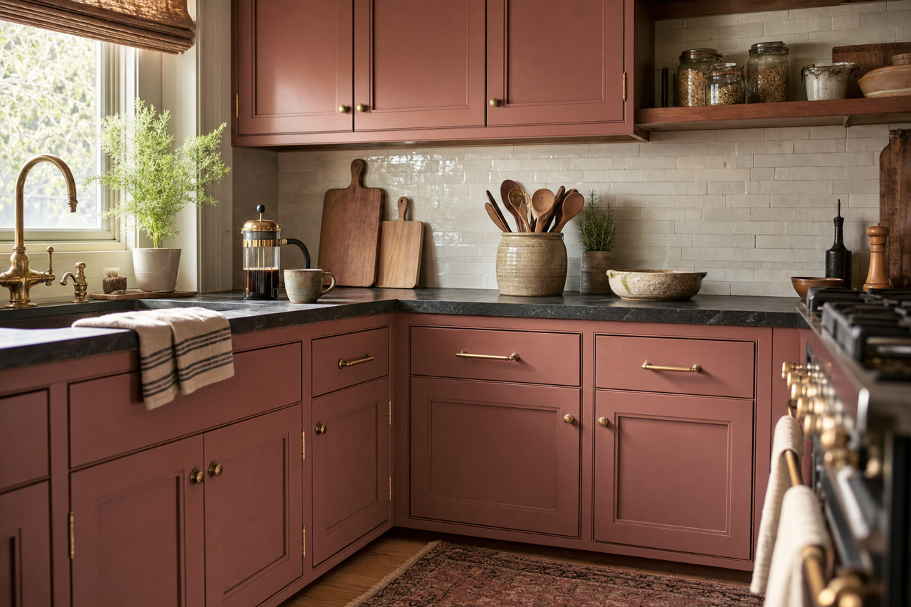 Canyon Clay by Sherwin-Williams on cabinets