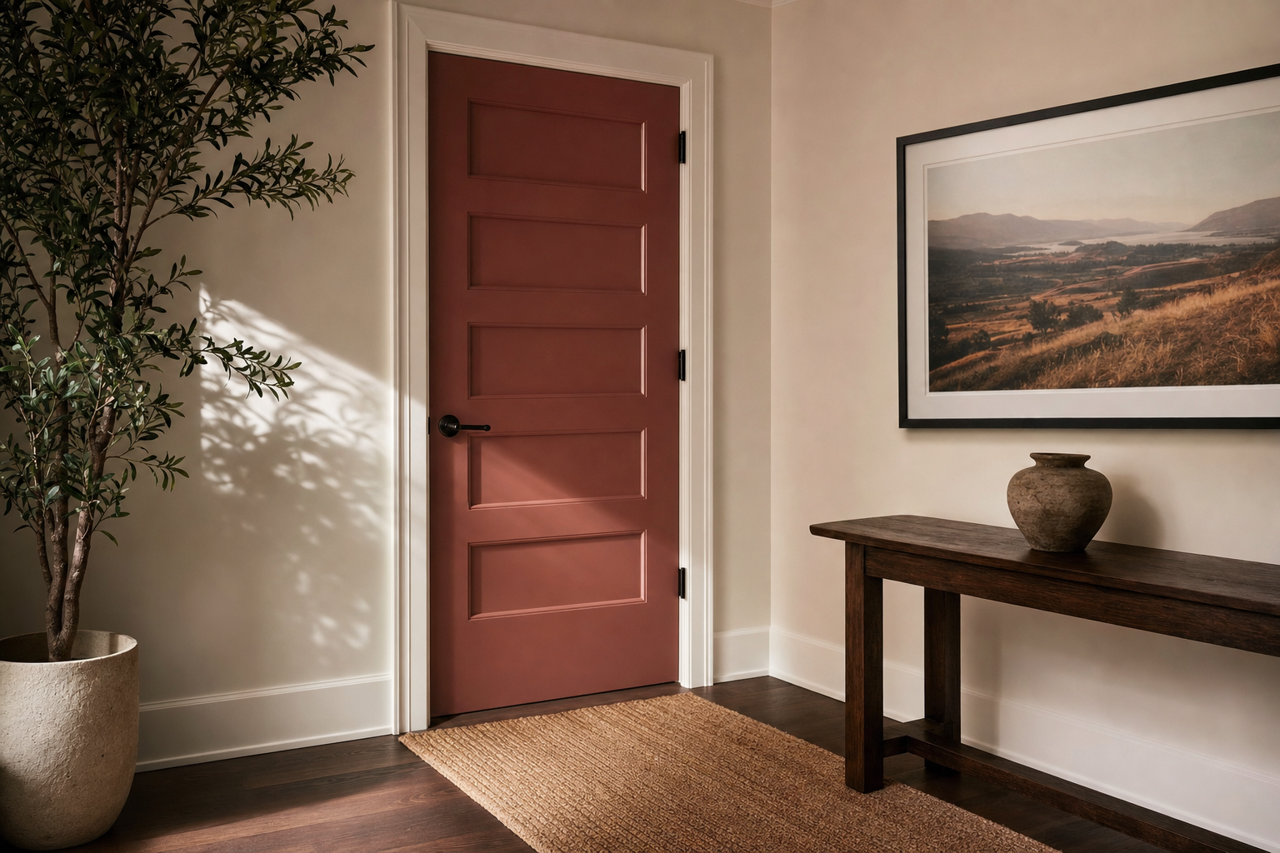 Canyon Clay by Sherwin-Williams on interior-doors