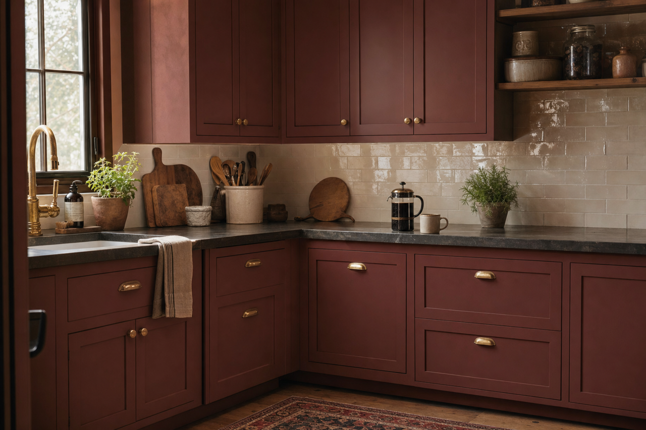 Fiery Brown by Sherwin-Williams on cabinets