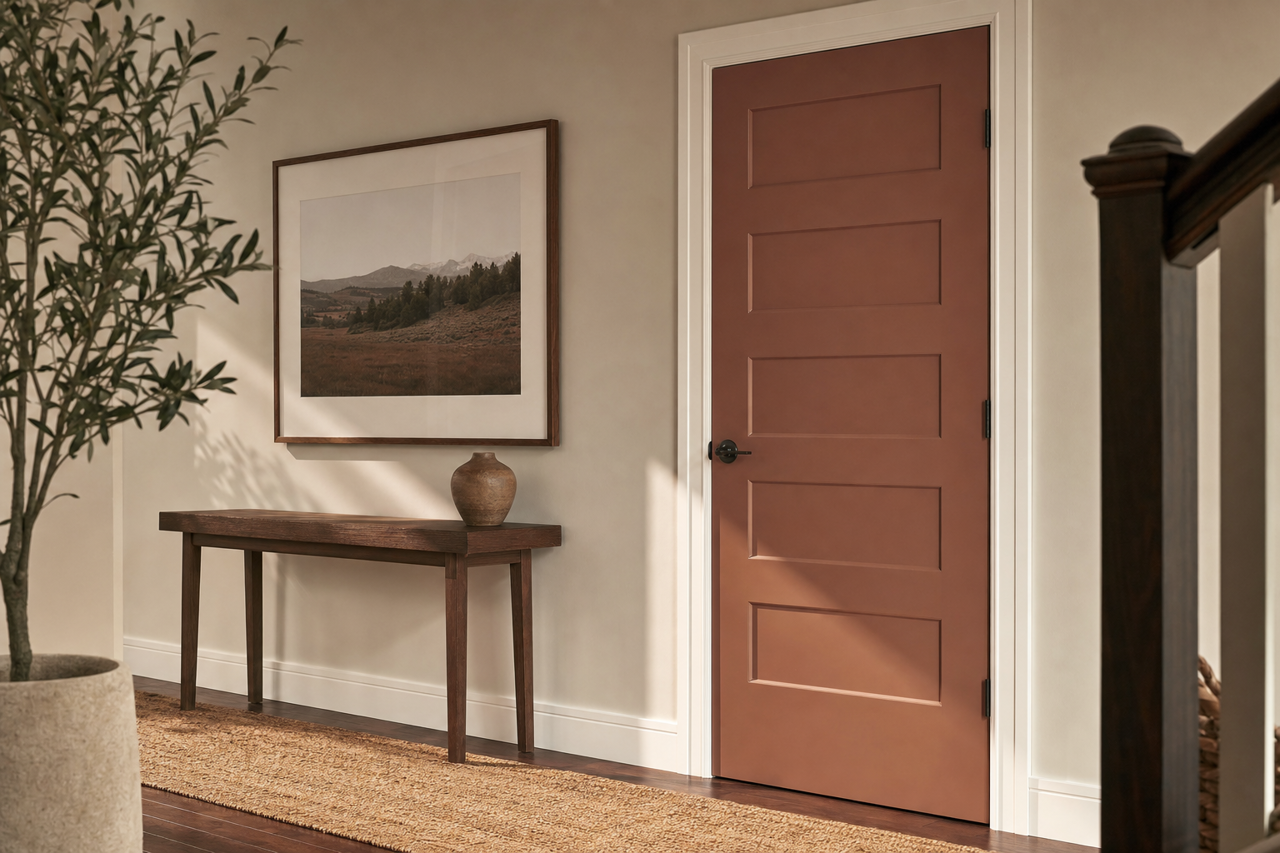 Tanbark by Sherwin-Williams on interior-doors