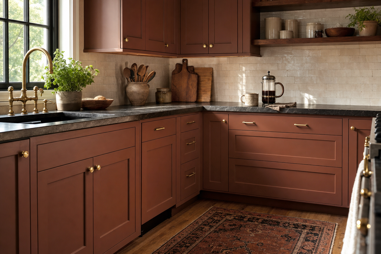 Rugged Brown by Sherwin-Williams on cabinets