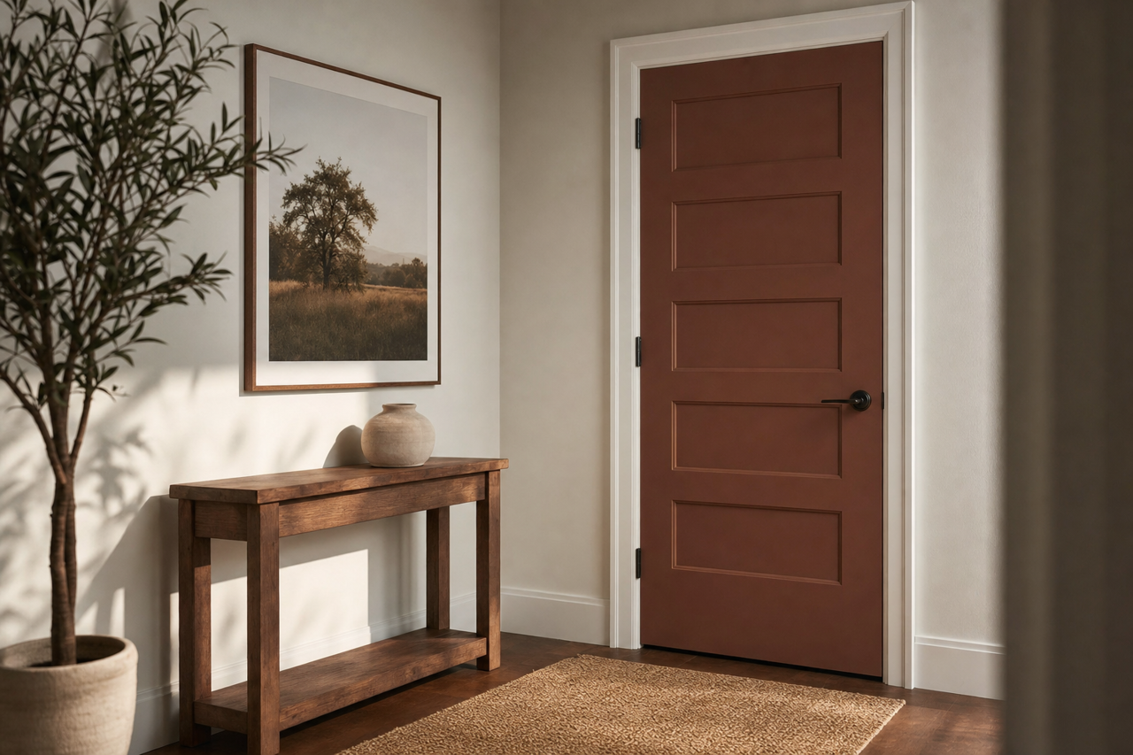 Rugged Brown by Sherwin-Williams on interior-doors