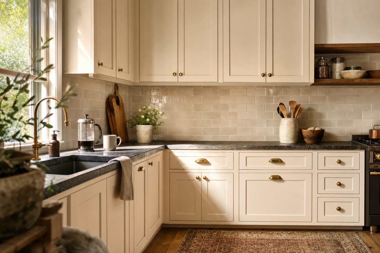 Nice White by Sherwin-Williams on cabinets