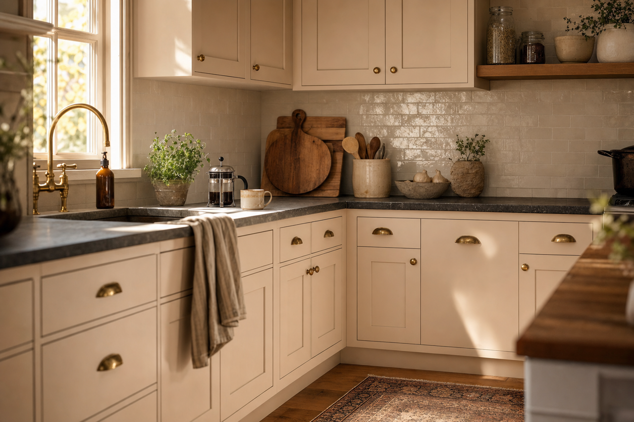 Reticence by Sherwin-Williams on cabinets