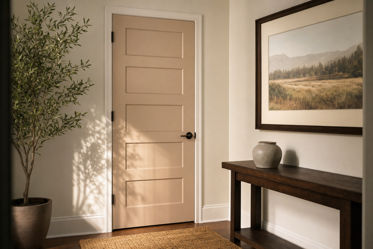 Bona Fide Beige by Sherwin-Williams on interior-doors