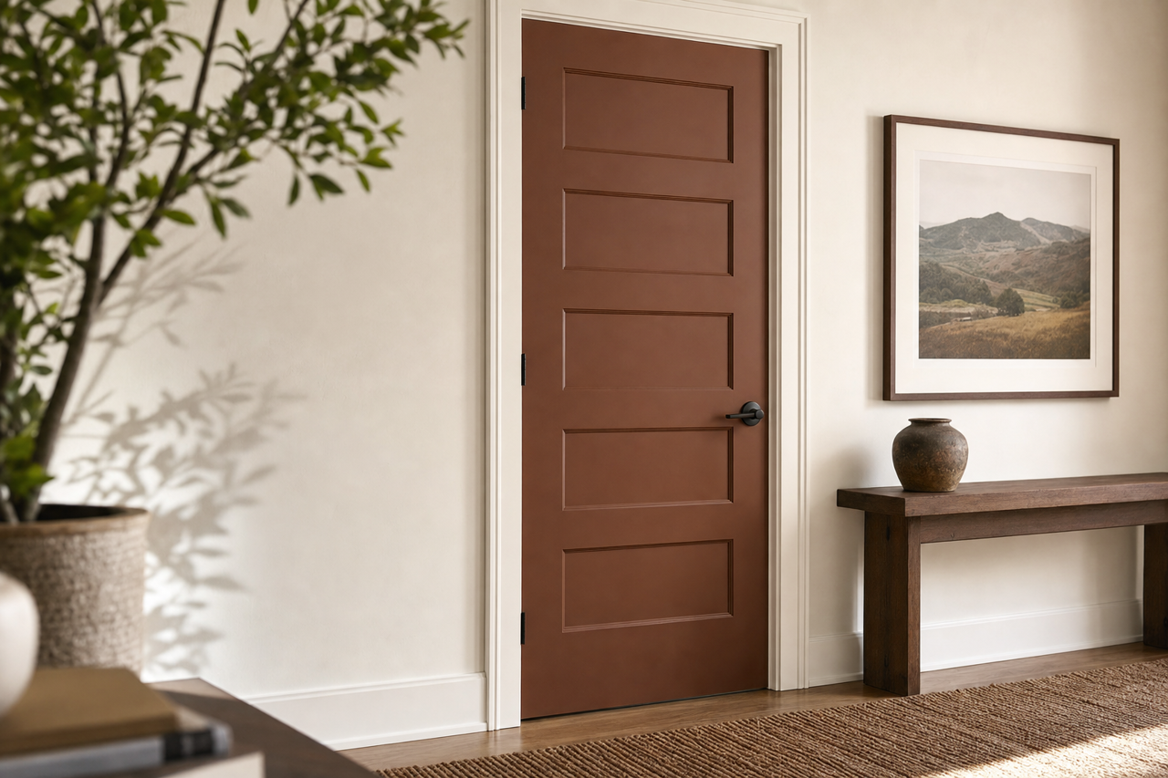 Brevity Brown by Sherwin-Williams on interior-doors