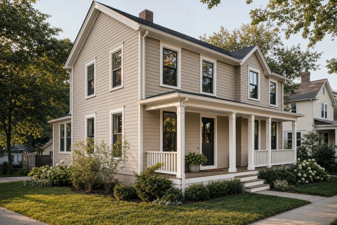 Perfect Greige by Sherwin-Williams on exterior