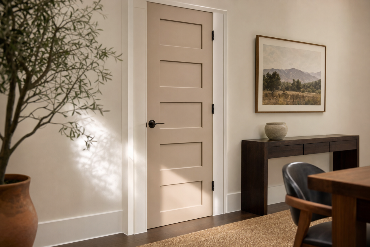 Perfect Greige by Sherwin-Williams on interior-doors