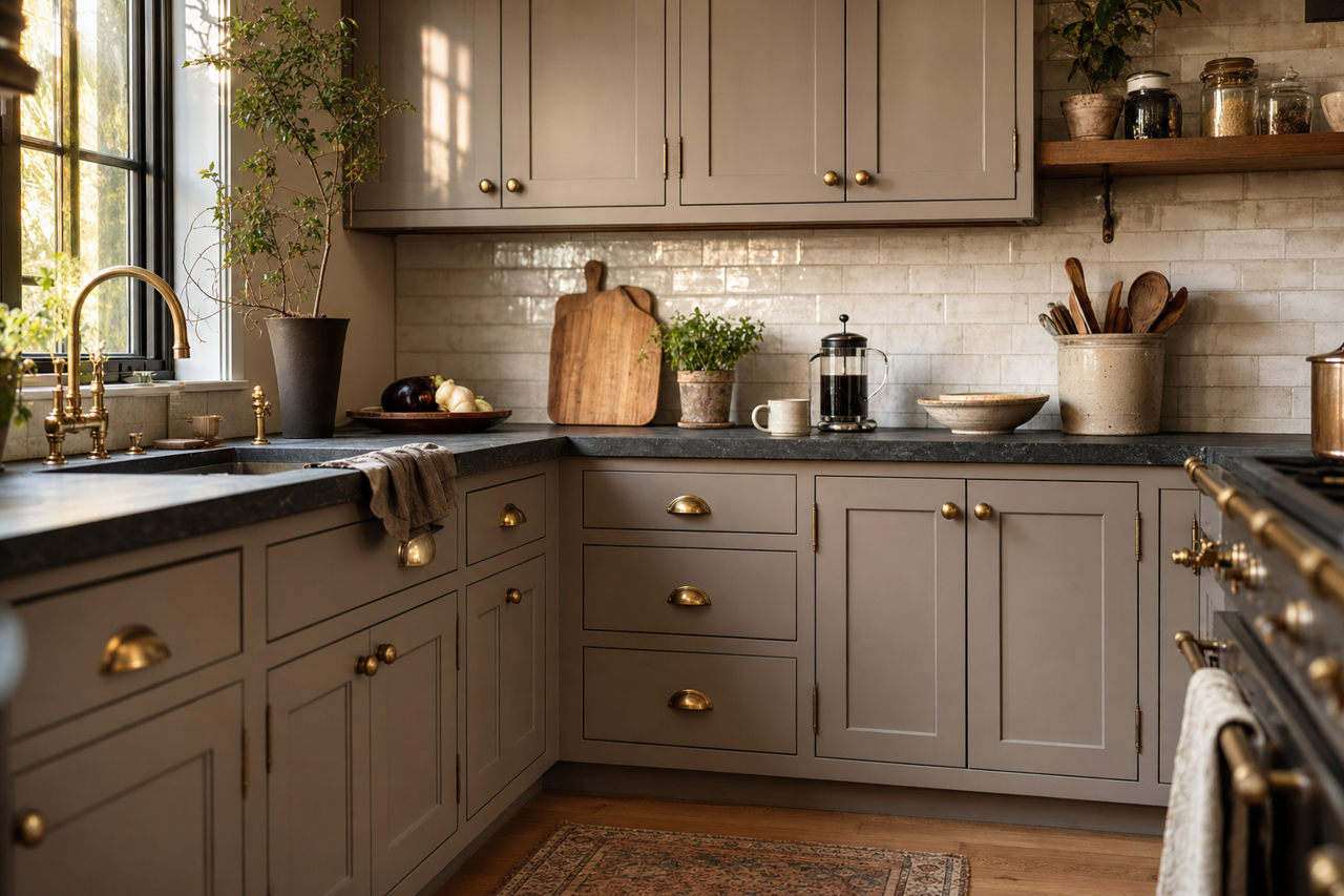 Spalding Gray by Sherwin-Williams on cabinets