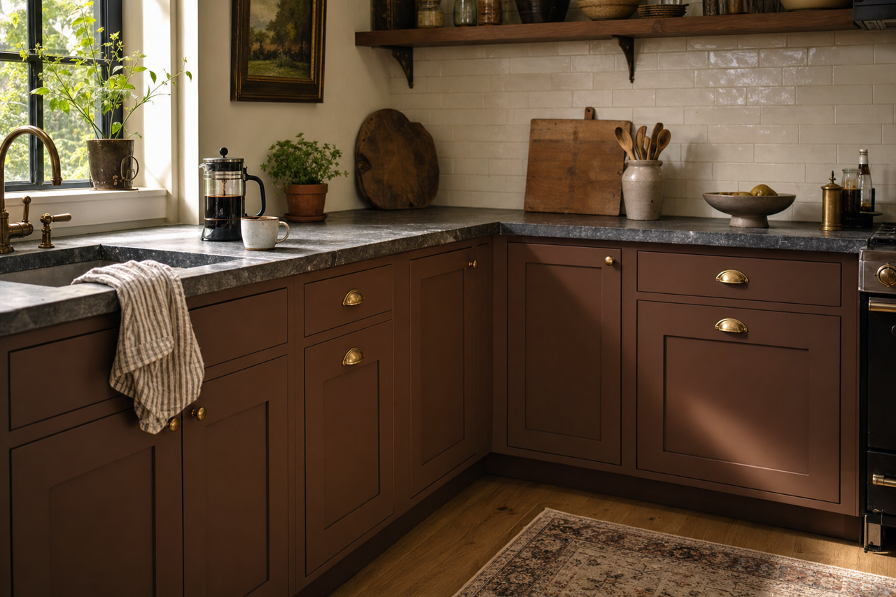 Turkish Coffee by Sherwin-Williams on cabinets