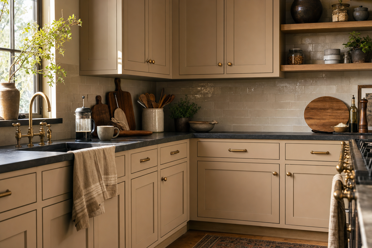 Diverse Beige by Sherwin-Williams on cabinets