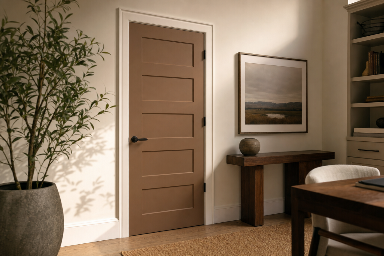 Cobble Brown by Sherwin-Williams on interior-doors