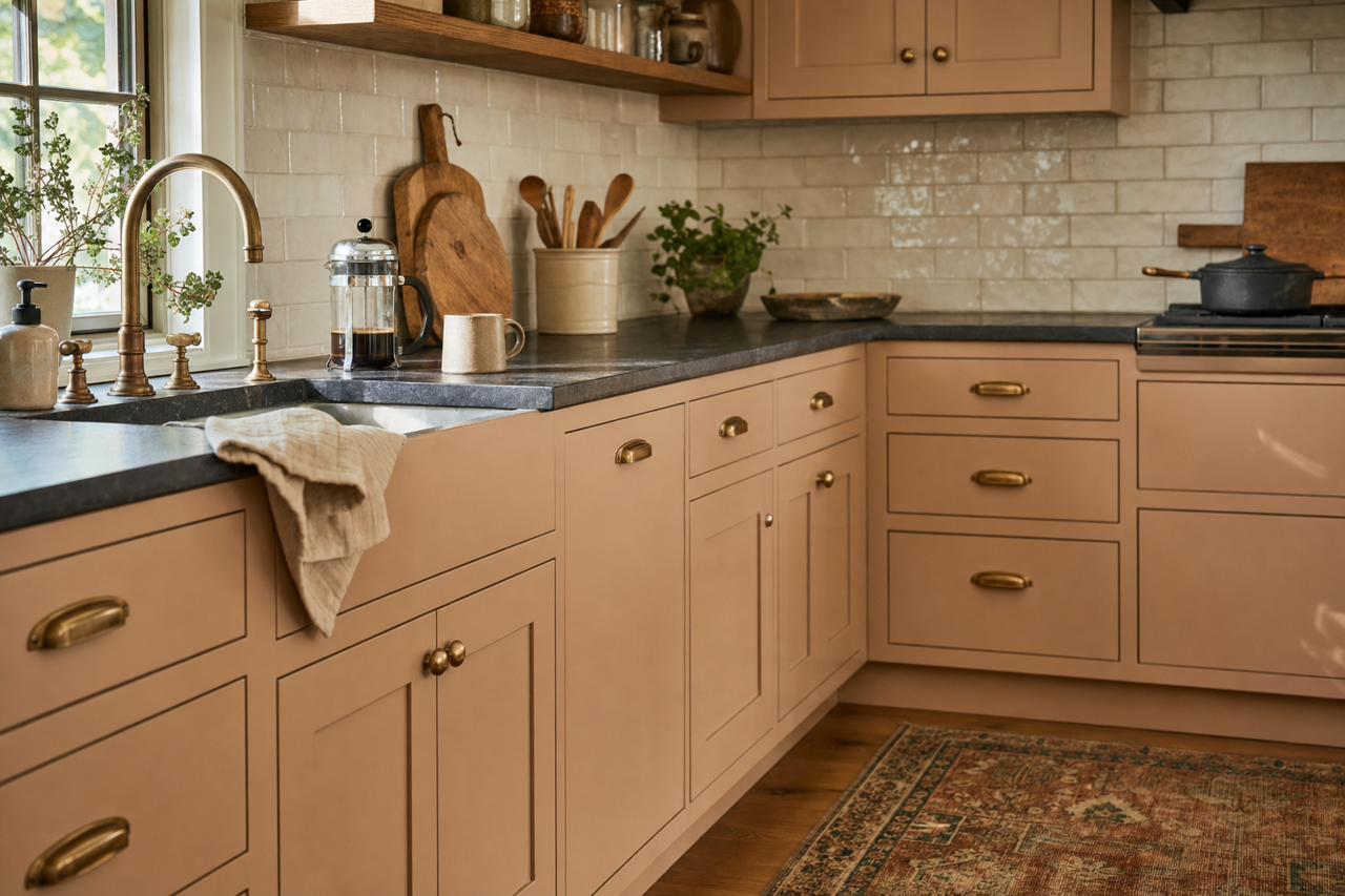 Trusty Tan by Sherwin-Williams on cabinets