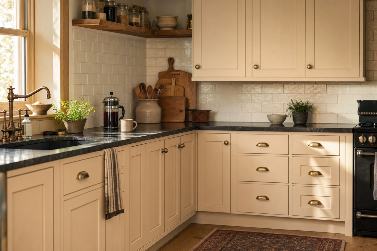 Lightweight Beige by Sherwin-Williams on cabinets