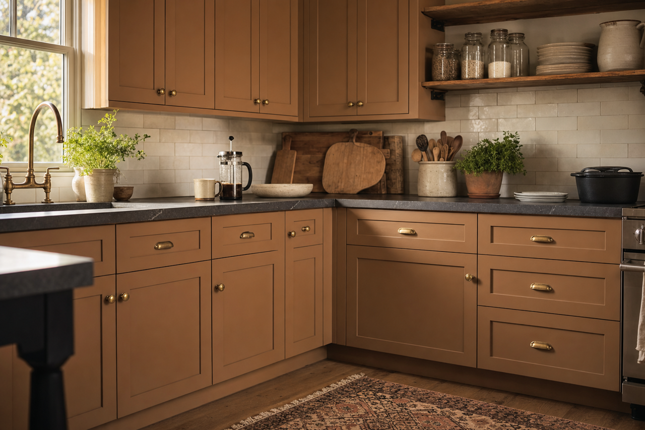 Jute Brown by Sherwin-Williams on cabinets