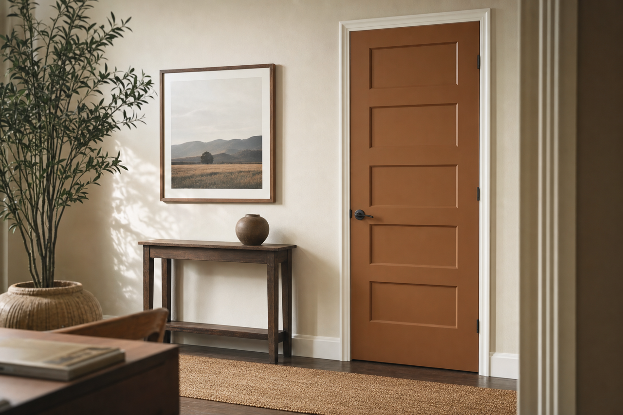 Jute Brown by Sherwin-Williams on interior-doors