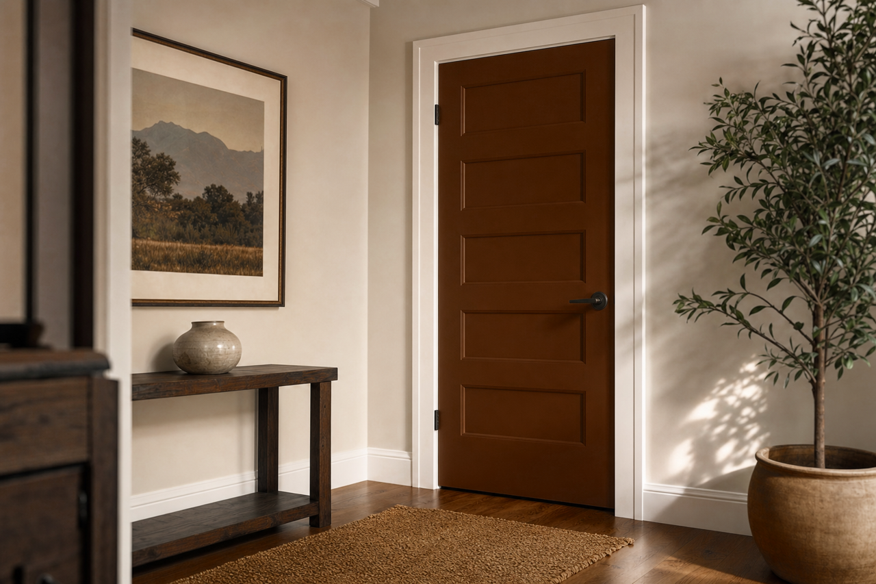 Sturdy Brown by Sherwin-Williams on interior-doors