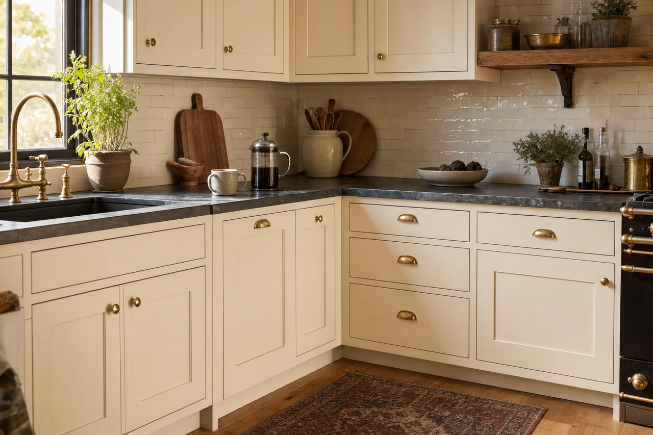 Pacer White by Sherwin-Williams on cabinets