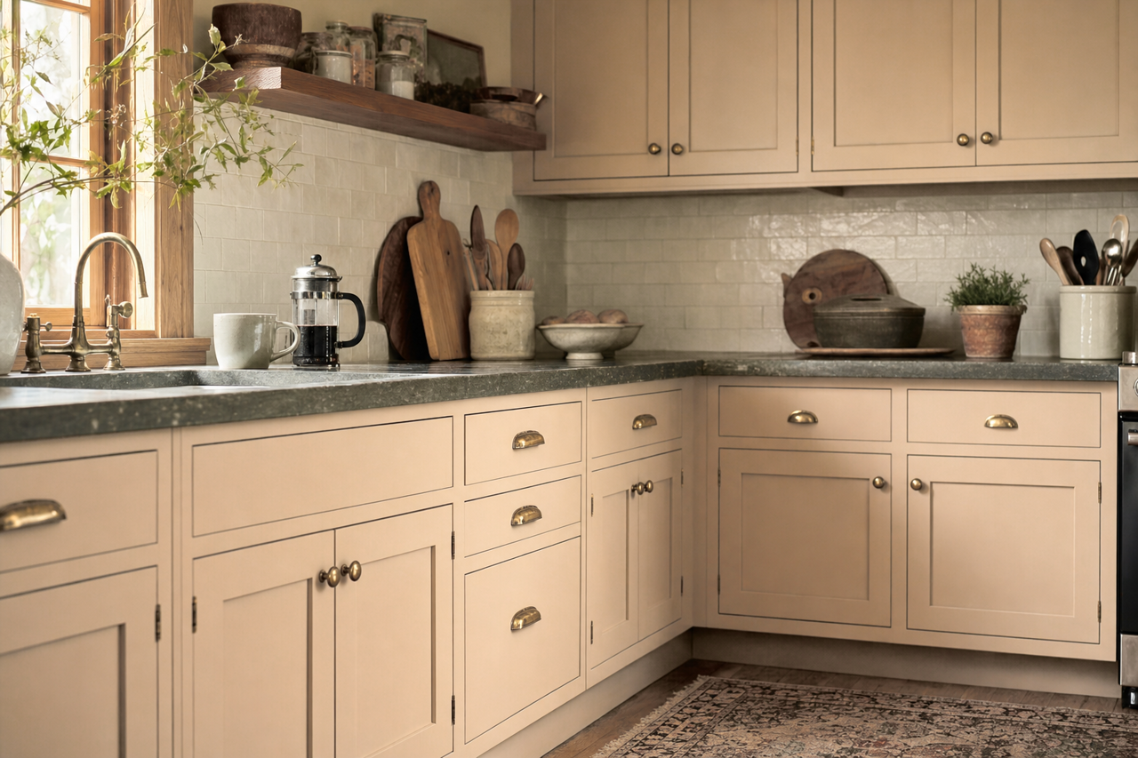 Sands of Time by Sherwin-Williams on cabinets