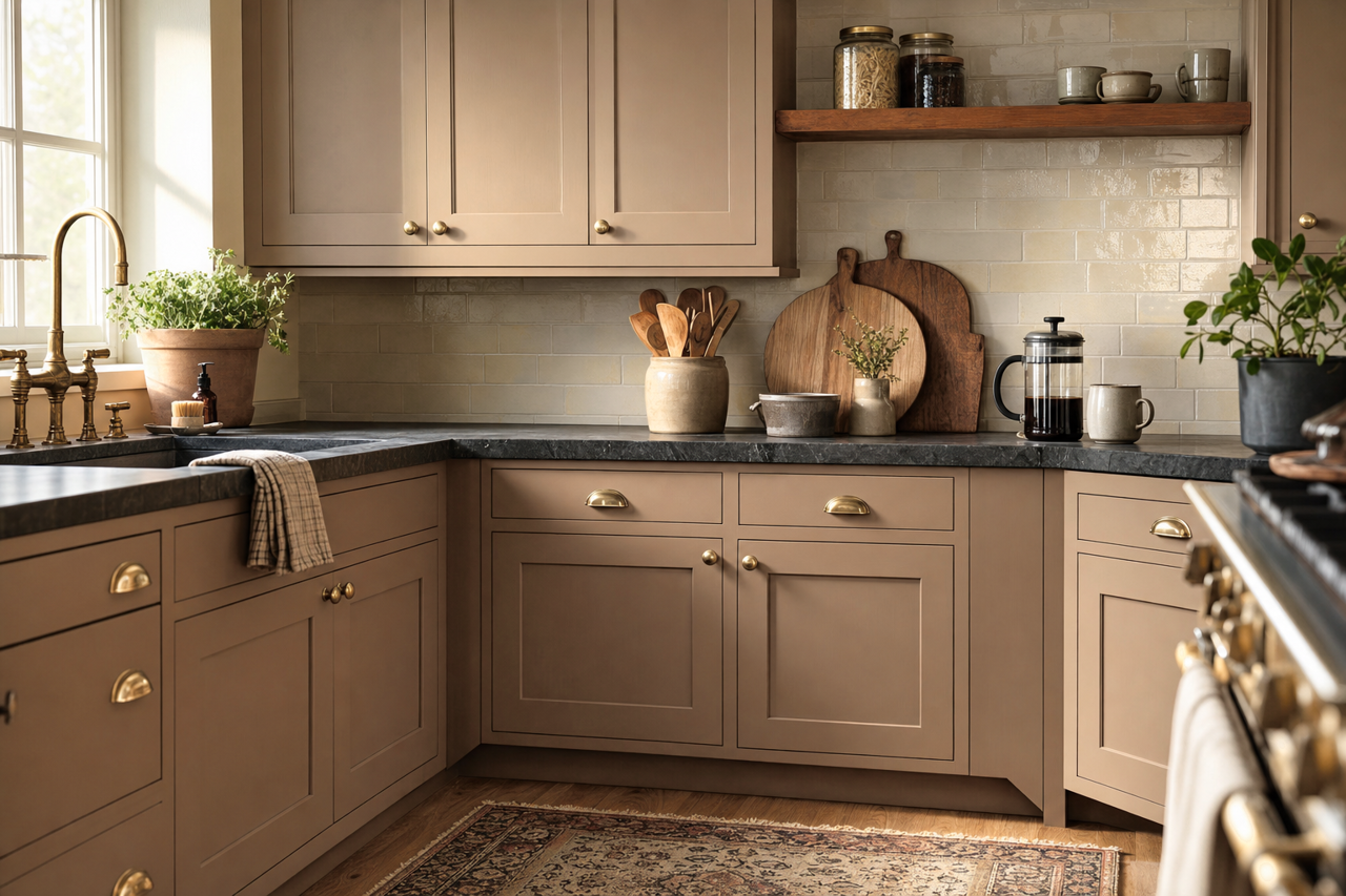 Portabello by Sherwin-Williams on cabinets