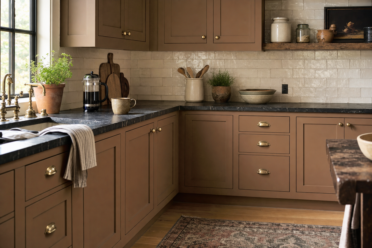 Tea Chest by Sherwin-Williams on cabinets
