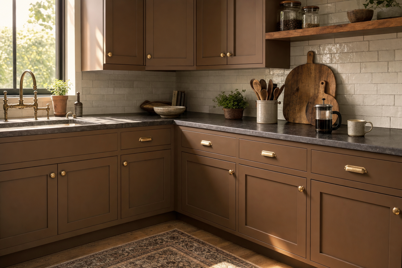 Kaffee by Sherwin-Williams on cabinets
