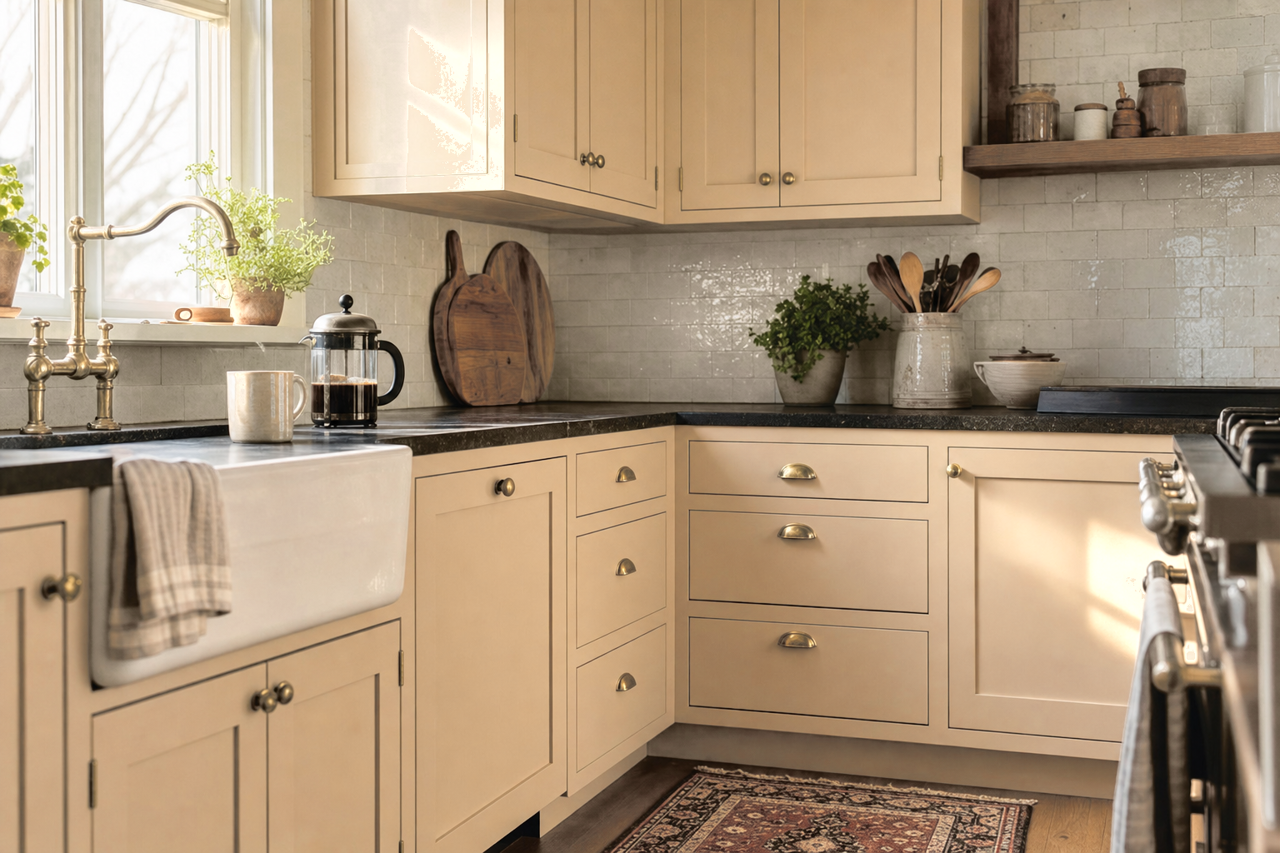 Nomadic Desert by Sherwin-Williams on cabinets