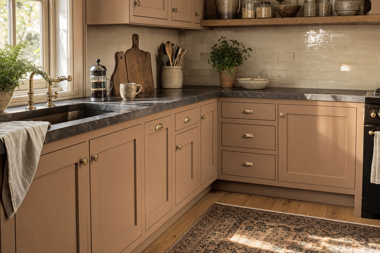 Hopsack by Sherwin-Williams on cabinets